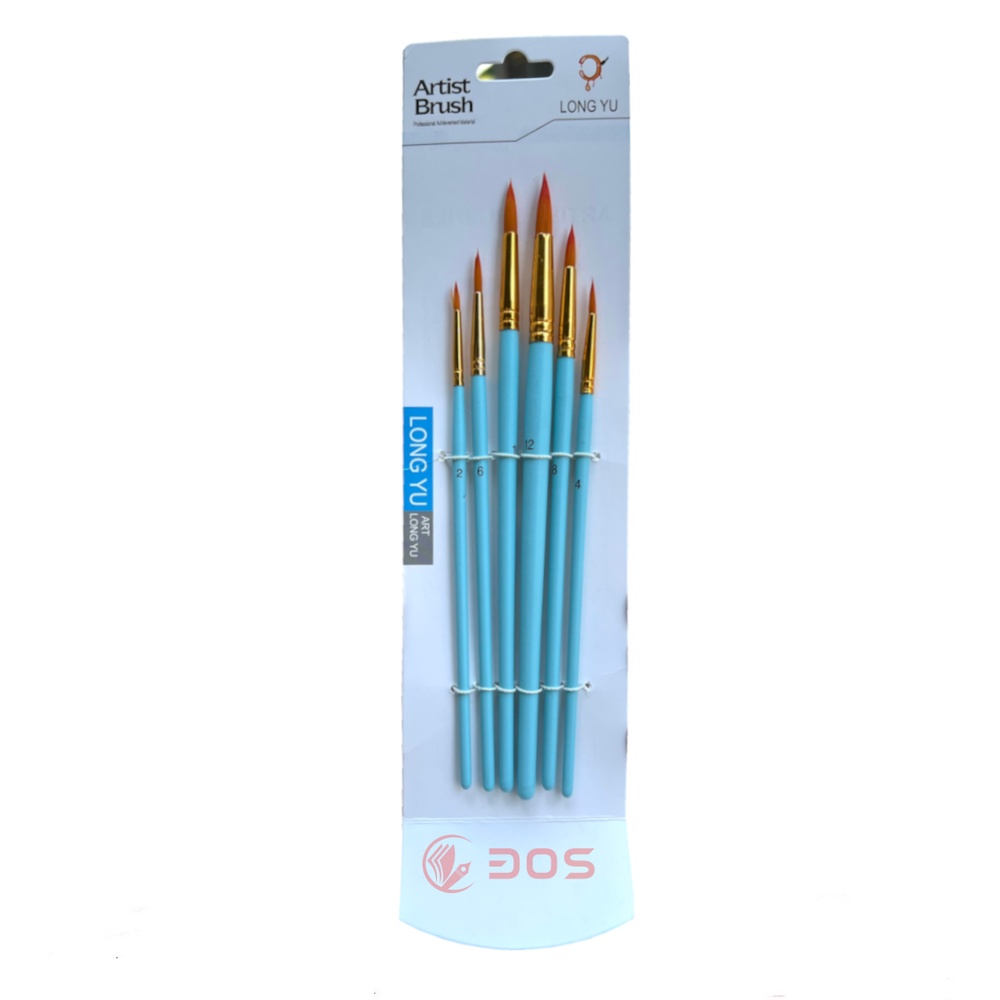 Bộ Cọ Vẽ Nhọn 6 Cây Chuyên Nghiệp Artist Brush - Dùng Cho Màu Nước/Bột/Sơn Acrylic 30S Store M322-6 Màu Xanh