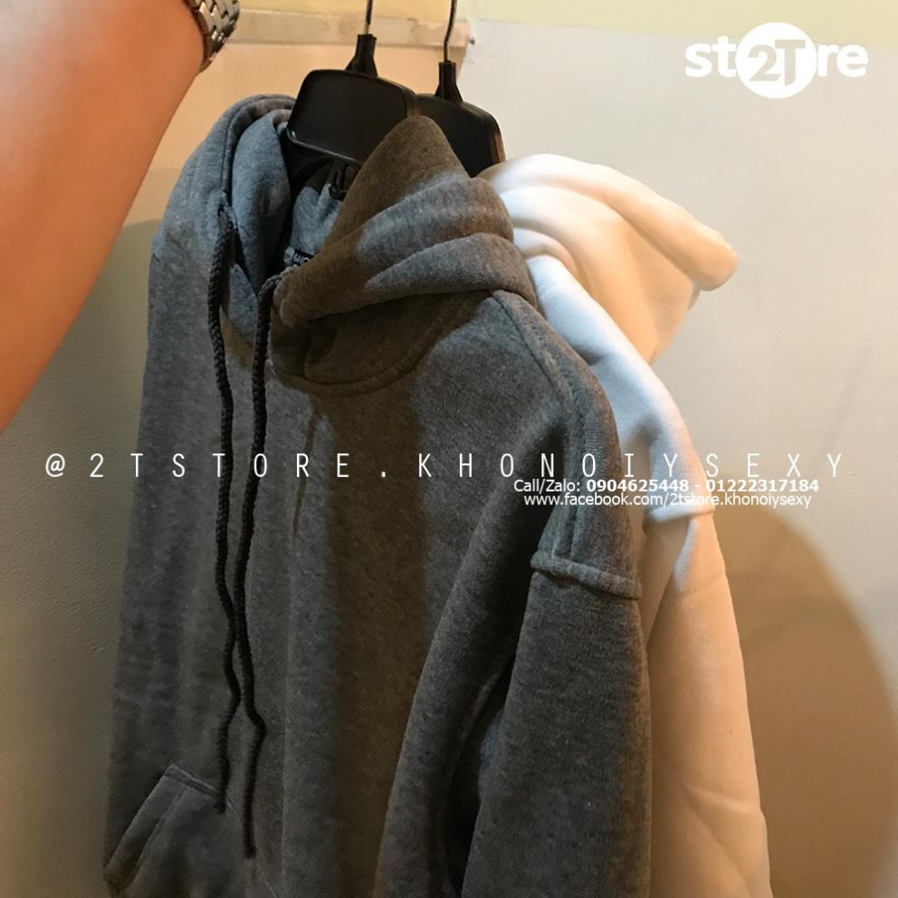 Áo hoodie unisex 2T Store H07 màu xám đậm - Áo khoác nỉ chui đầu nón 2 lớp dày dặn đẹp chất lượng 🌺