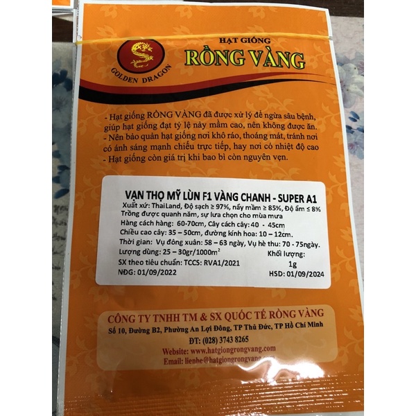 Hạt giống vạn thọ f1 lùn màu vàng chanh A1