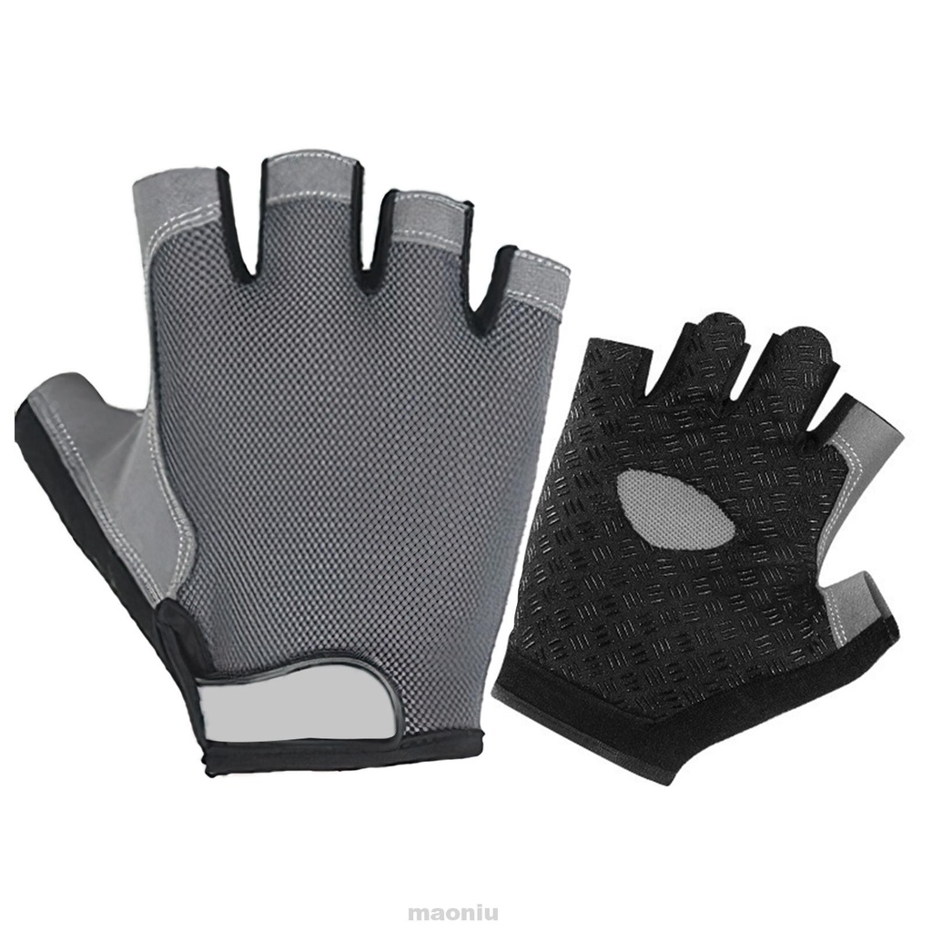 1pair Outdoor Elastic Mesh Unisex Anti Slip Half Finger Bicycle Gloves