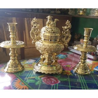 Bộ lư đồng khắc 2D. Size 40cm