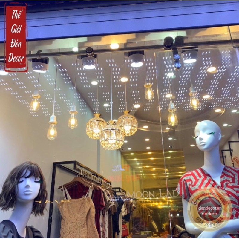 Đèn thả đơn T086 , chao pha lê 1 chiếc trang trí phòng ngủ bàn ăn đèn pha lê tròn