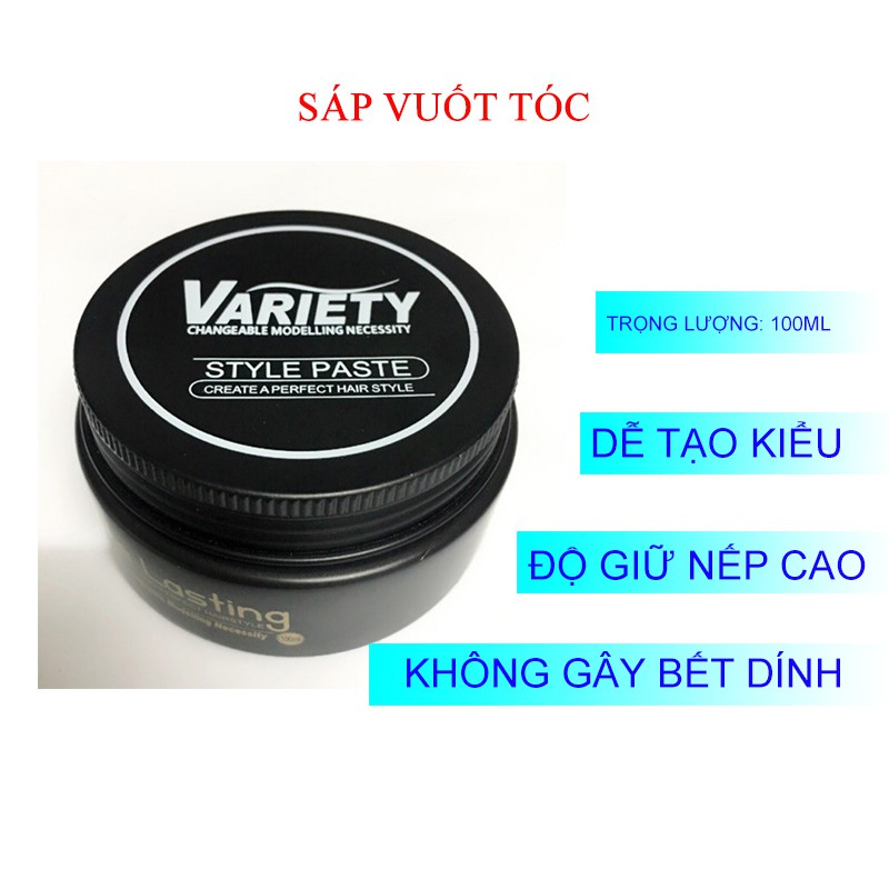 Sáp vuốt tóc nam Variety Mattle Lasting & Gôm xịt tóc + Tặng lược - Keo & wax vuốt tóc chính hãng MN06