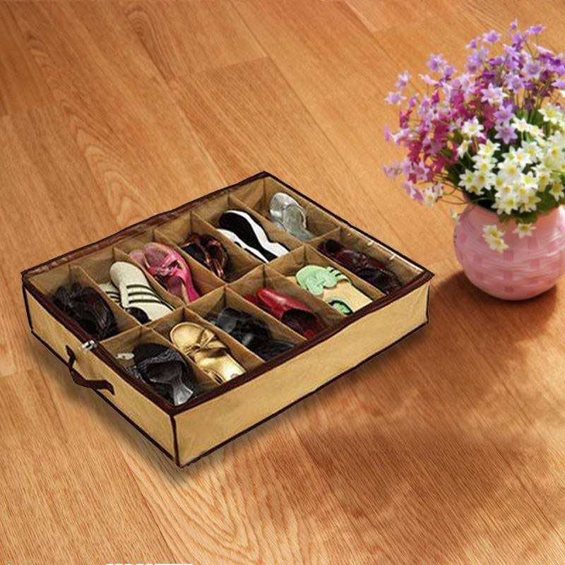 Giá Đựng Giày 12 Ngăn Để Dưới Gầm Giường Tiện Lợi