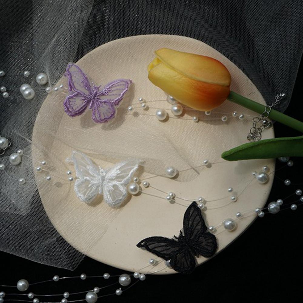 Vòng cổ Ngọc Trai Mặt Hình Bướm Thời Trang Cho Nữ