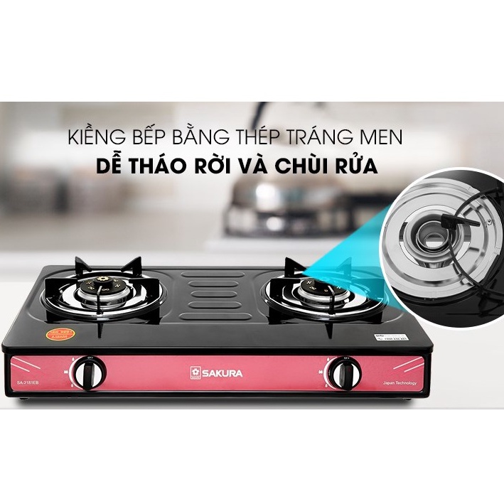 Bếp gas đôi Sakura SA-2181EB- Hàng trưng bày+Tặng dây gas, bếp bền tốt tiết kiệm gas