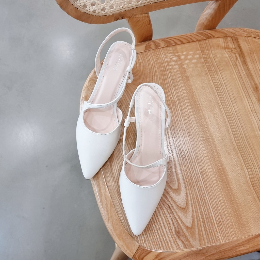 Giày cao gót nữ mũi nhọn bít mũi 7cm Cillie dáng sandal slingback dây chéo cổ chân thời trang công sở, đi tiệc 1031