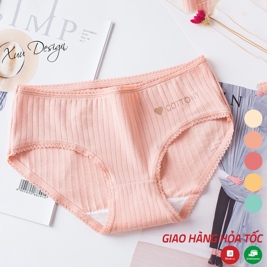 Quần lót cotton tăm viền ren hàng chất lượng cao XUU DESIGN QC01 | BigBuy360 - bigbuy360.vn