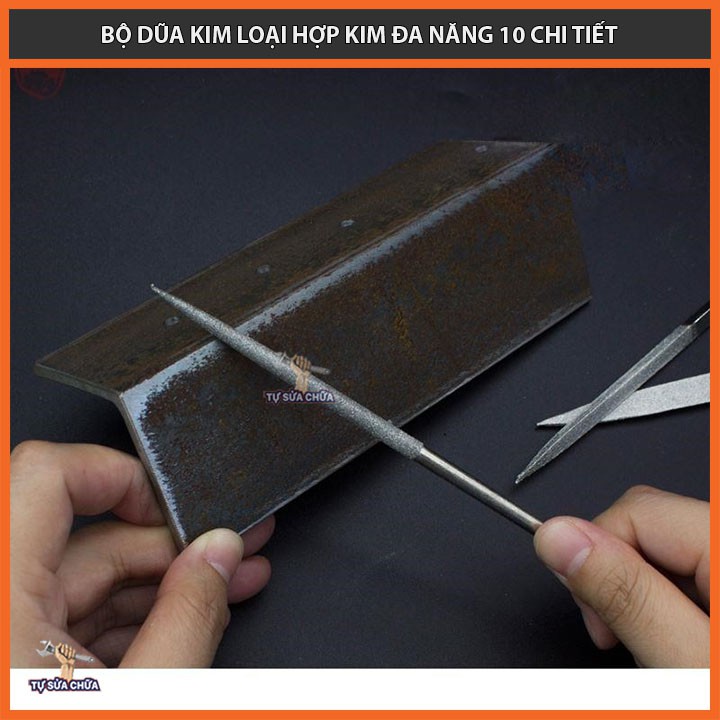 Bộ dũa mài kim loại hợp kim đa năng 10 cây các size 5x180mm, 4x160mm, 3x140mm, dũa kim cương loại xịn chính hãng DIAMOND