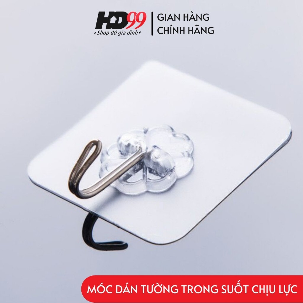 Móc Dán Tường Trong Suốt Chịu Lực Siêu Dính Siêu Bền Siêu Rẻ Kích Thước 6x6 cm [HÀNG CHÍNH HÃNG]