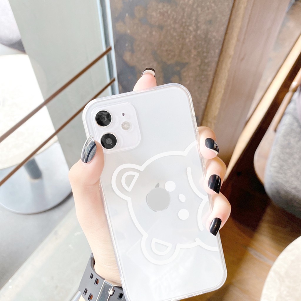 Ốp lưng iphone silicon dẻo Gấu lo lắng viền trong dành cho ip 6 đến 14promax - t89