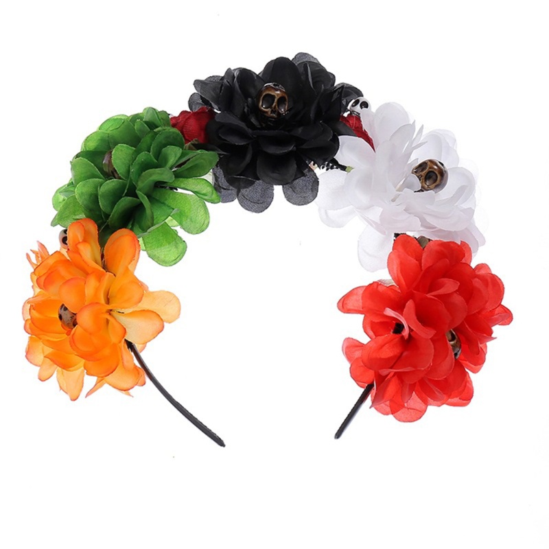 Băng Đô Cài Tóc Hình Đầu Lâu Hoa Hồng Handmade Phong Cách Gothic Sáng Tạo