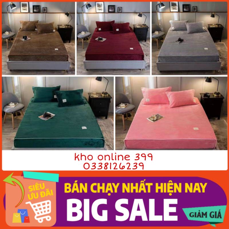 [RẺ VÔ ĐỊCH] set ga gối nỉ nhung tăm, ga trải giường, vỏ gối m6, m8, 2mx2m2, shop chuyên chăn ga gối nệm