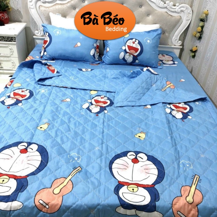 Trọn Bộ 5 Món Chăn Ga Gối Cotton Poly Hè Thu, Set Chăn Hè Ga Gối, Bộ Chăn Ga Gối Cotton Hoạ Tiết Sinh Động Đủ Kích Thước