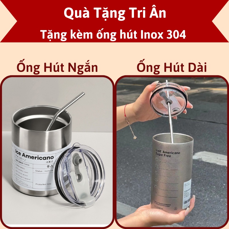 Bình đựng nước giữ nhiệt bằng thép không gỉ có ống hút dung tích 600ml, Ly cốc giữ nhiệt cute uống cà phê dùng văn phòng