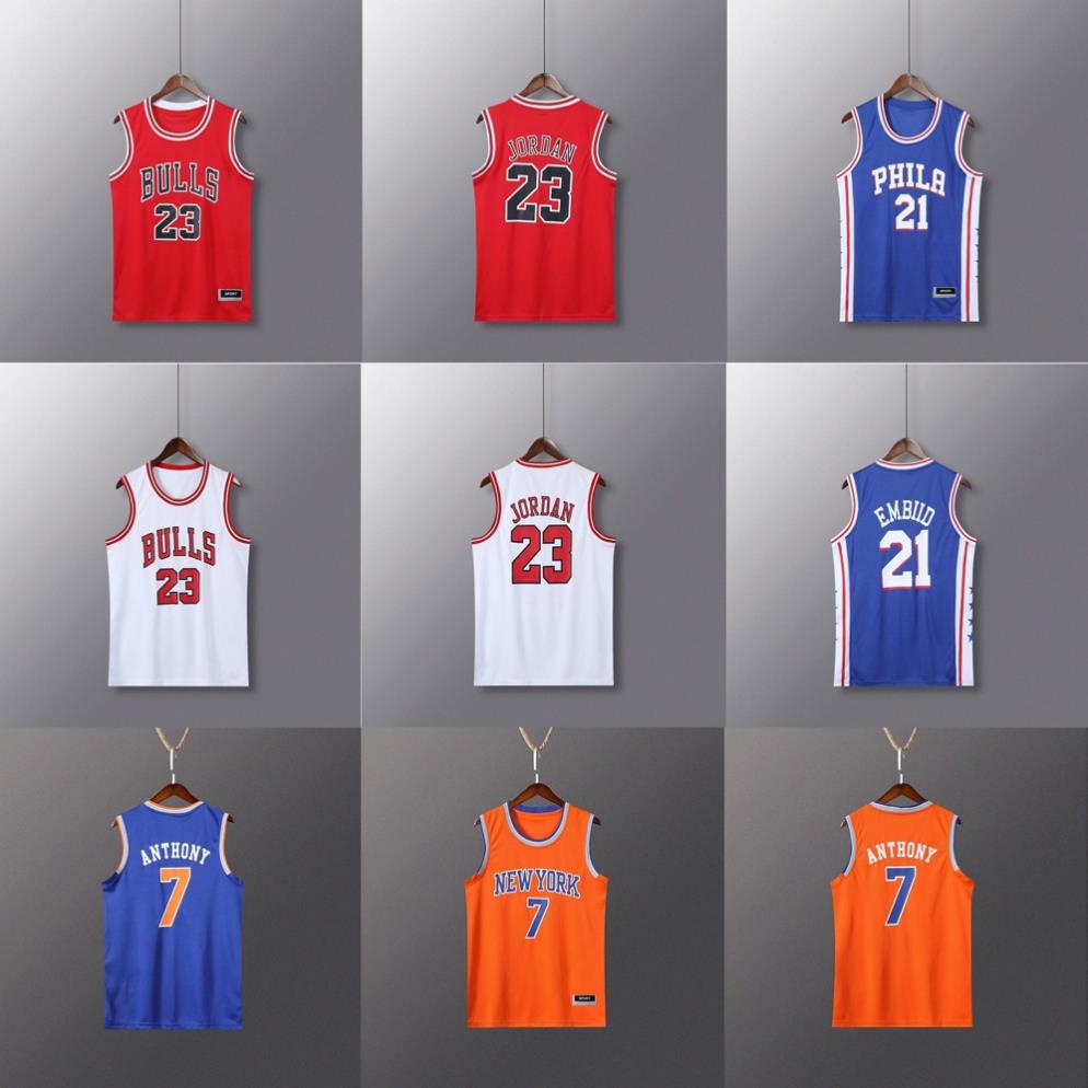 Áo Thun Bóng Rổ Jordan Anthony Embiid Jersey Bulls 76ers Tốt