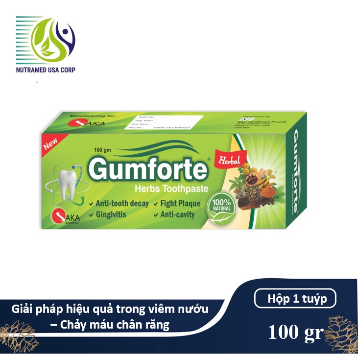 GUMFORTE Herbs Toothpaste - GIẢI PHÁP HIỆU QUẢ TRONG VIÊM NƯỚU, CHẢY MÁU CHÂN RĂNG