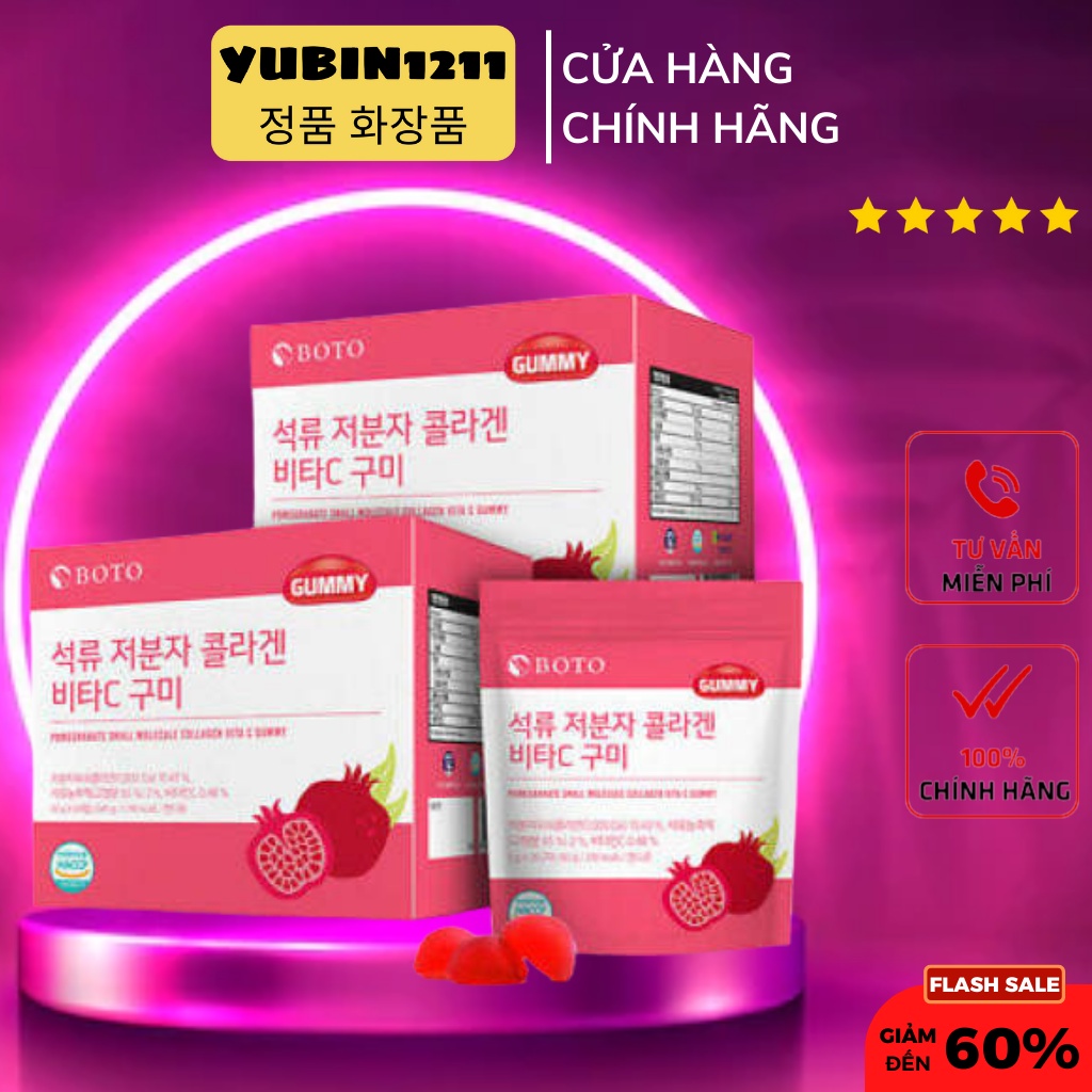 Kẹo Dẻo Collagen Vị Lựu BOTO Collgen 30 viên