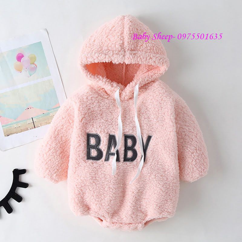 ⚡Bán Chạy⚡Trẻ Em - Áo lông cừu cao cấp có mũ trùm đầu bé trai và bé gái thêu chữ BABY