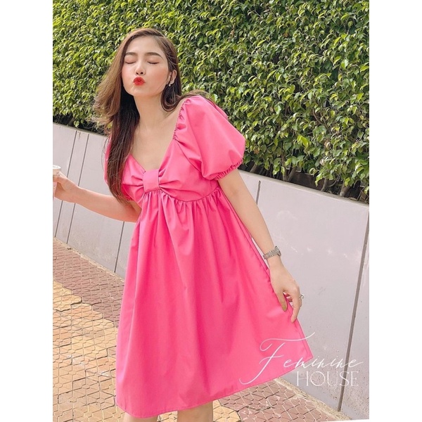 Bigsize Đầm babydoll nơ ngực 60-100kg