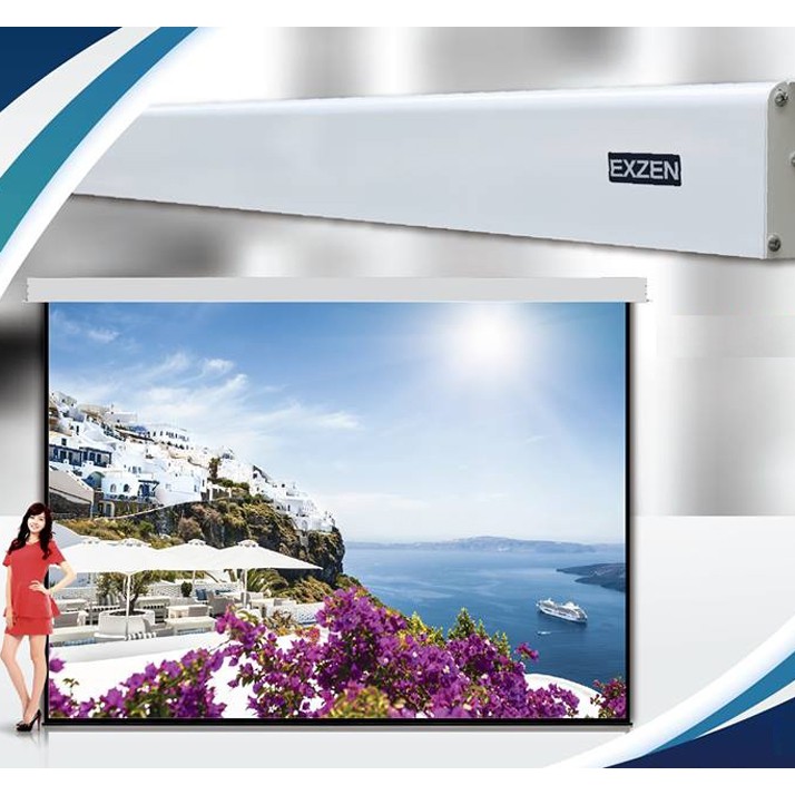 Màn Chiếu Điện Tử Exzen 200 inch tỷ lệ 4 3 hộp màn SẮT