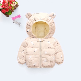 Áo Phao Cho Bé Tai Gấu Chất Siêu Nhẹ Siêu Ấm, Kiểu Dáng Basic Áo Khoác Mùa Đông Cho Bé Trai Bé Gái - CỰC XINH
