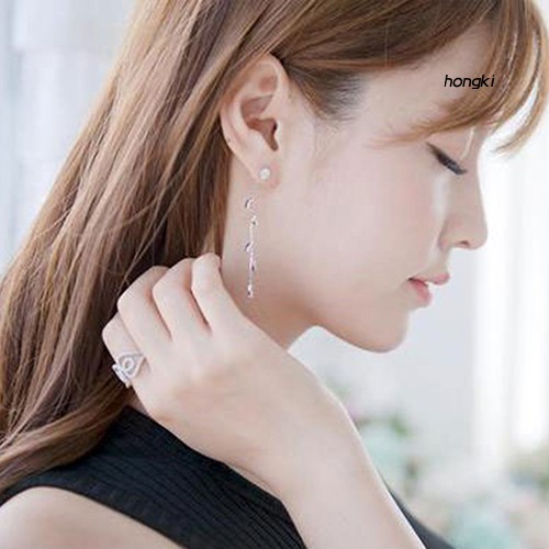 Đôi Bông Tai Dáng Dài Hình Cành Lá Đính Đá Thời Trang Dành Cho Nữ