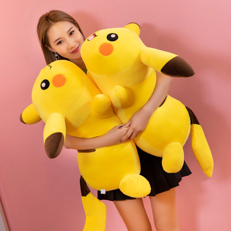 Gối Ôm Cho Bé, Gấu Bông PIKACHU Vàng, Chất Liệu Cao Cấp, Mềm Mại Dài 44cm