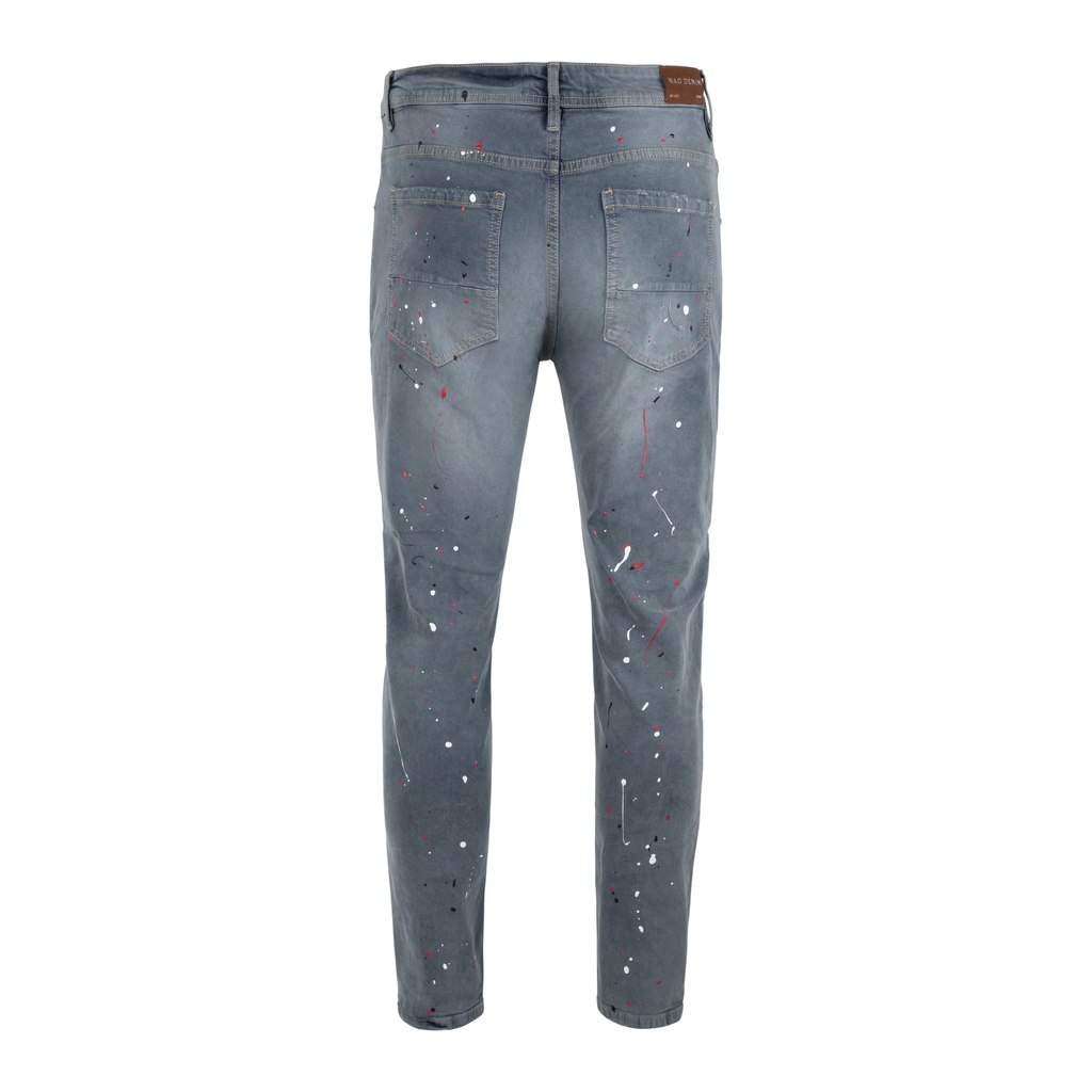 Quần jean nam cao cấp streetwear KQ30 màu xanh wash vẫy sơn rách bui bậm form slimfit chất jean co giãn, thoải mái.