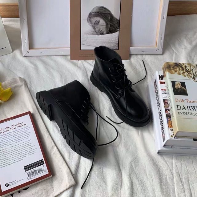 [SẴN] Giày ulzzang cao cổ da trơn đơn giản mã 1908 (ảnh thật shop chụp ở cuối) | BigBuy360 - bigbuy360.vn