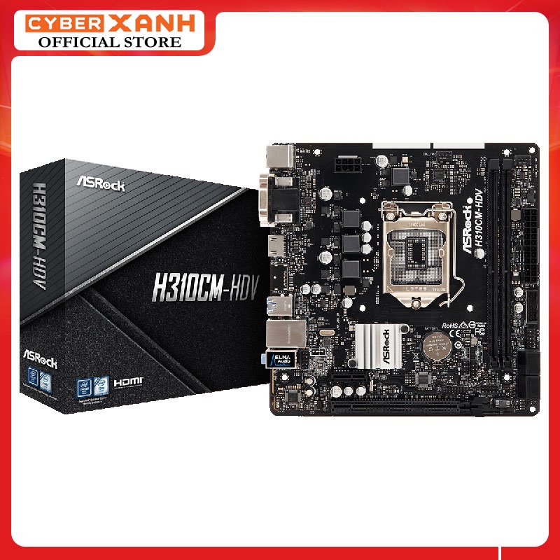 Mainboard Asrock H310CM-HDV Socket 1151 m-ATX 2 Khe Ram DDR4