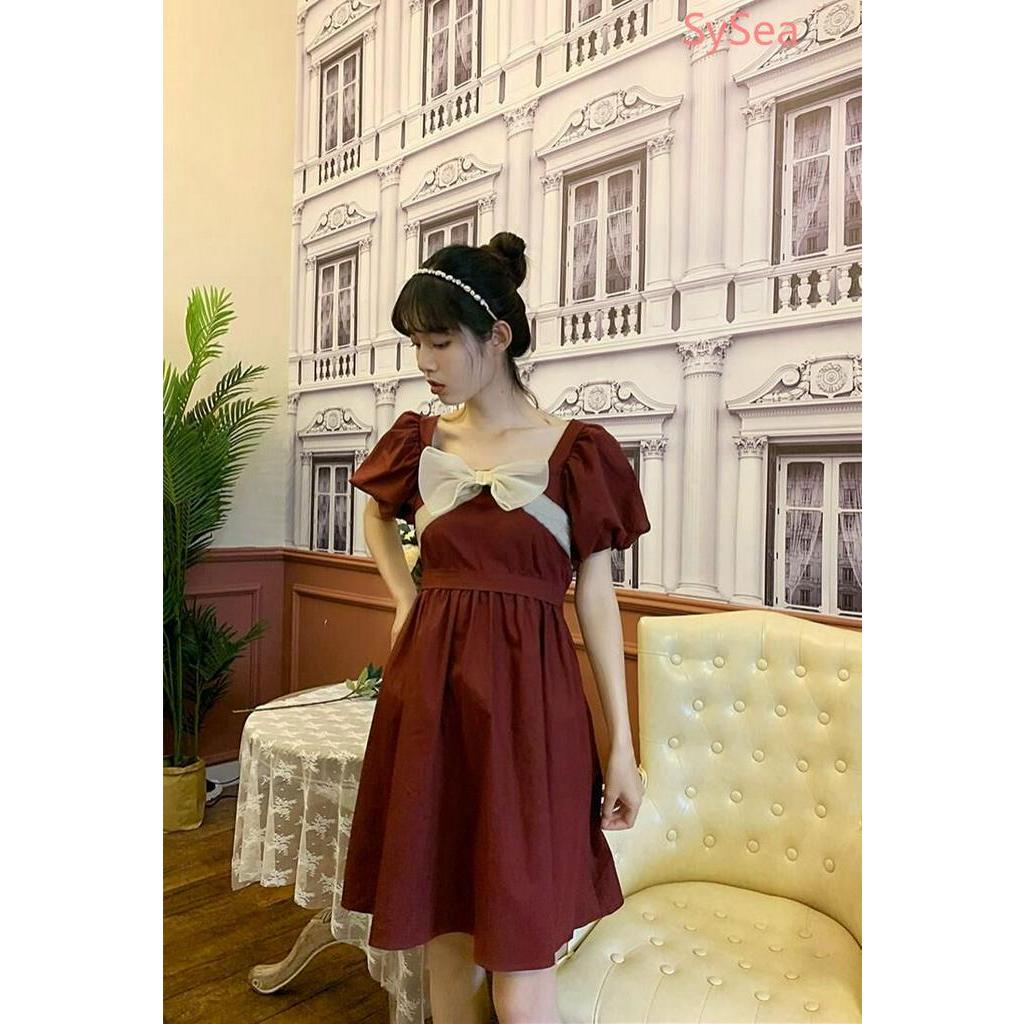 Đầm midi cổ vuông phong cách cổ điển thời trang nữ dễ thương