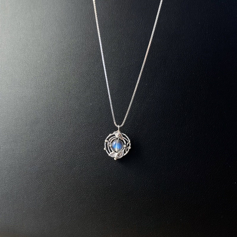 Dây Chuyền Labradorite Lồng Hoa DCLLH22A