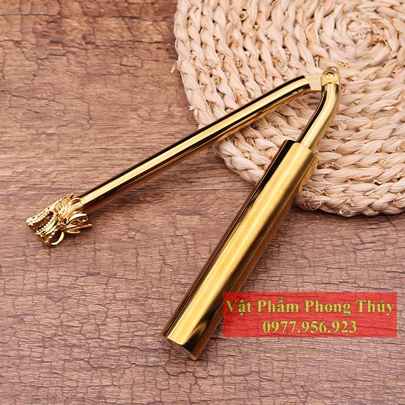 Thước tầm long đầu rồng mạ vàng 24k dạng gập cao cấp
