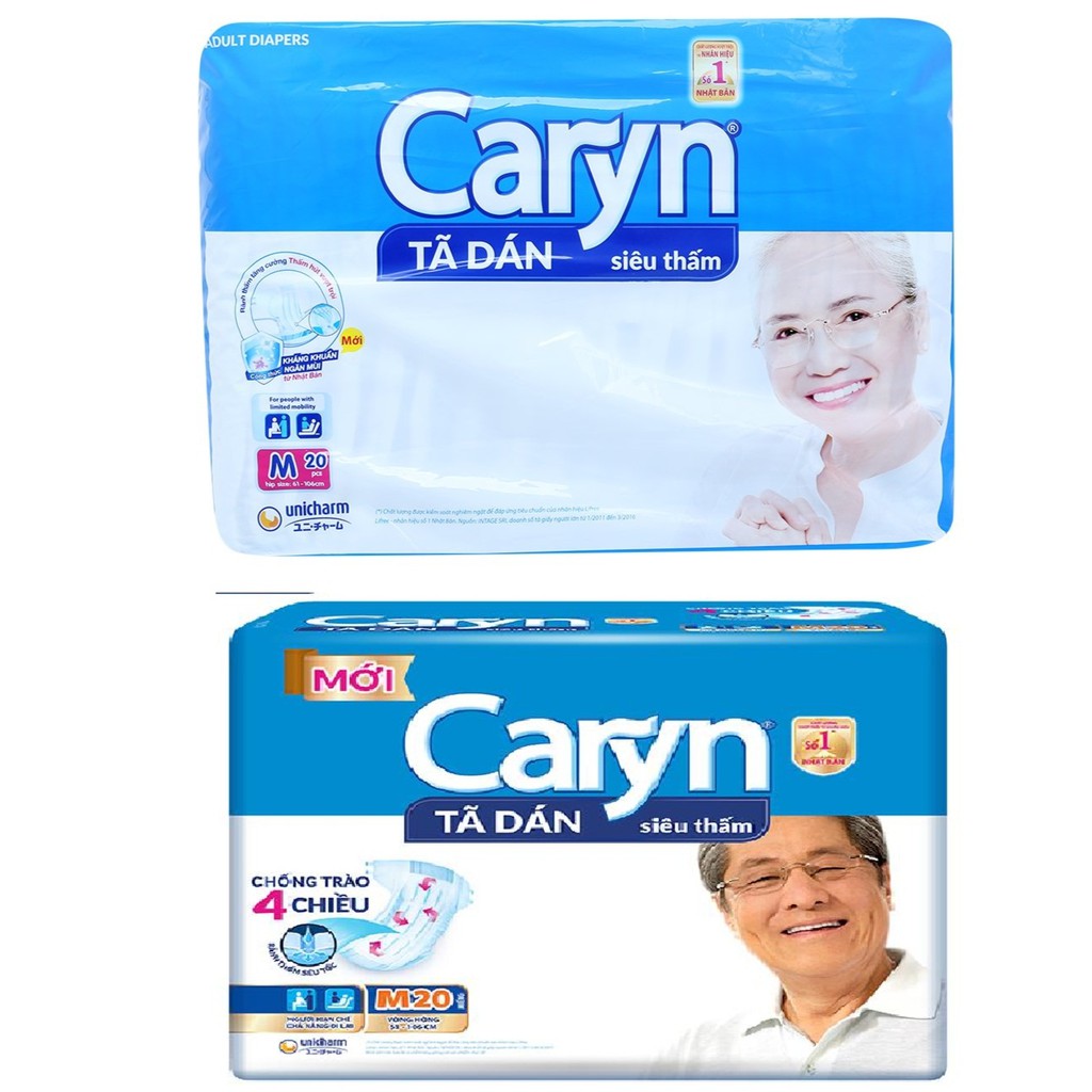 (TẶNG 2 MIẾNG) BỈM TÃ DÁN CARYN SIZE M/L 20 MIẾNG