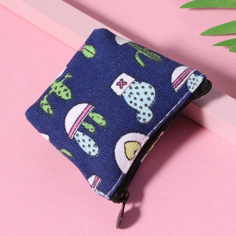 Ví Canvas Đựng Tiền Xu Họa Tiết Xương Rồng Dễ Thương