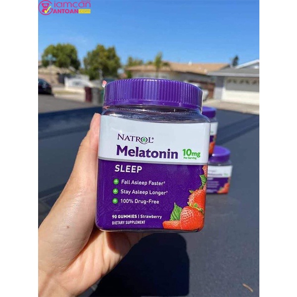 Kẹo Dẻo Hỗ Trợ Giấc Ngủ Melatonin Gummies Natrol Kẹo Ngủ Vị Dâu Hộp 90 Viên