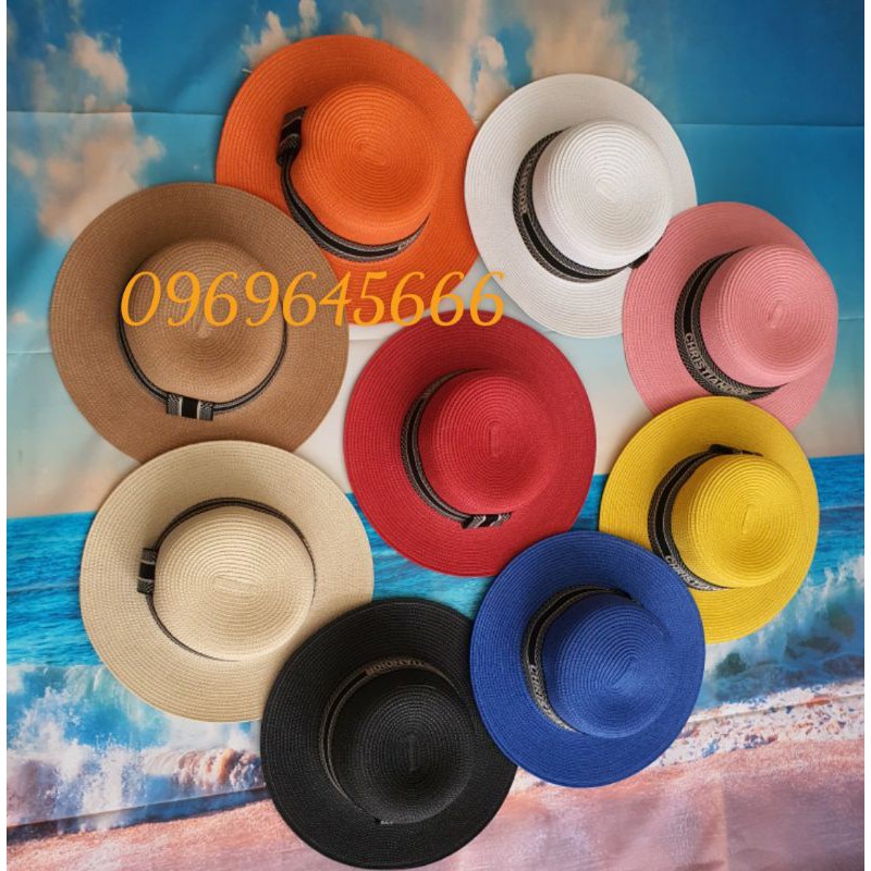Mũ nón cói vành nhỏ đi biển nhiều màu đai dior siêu dệp