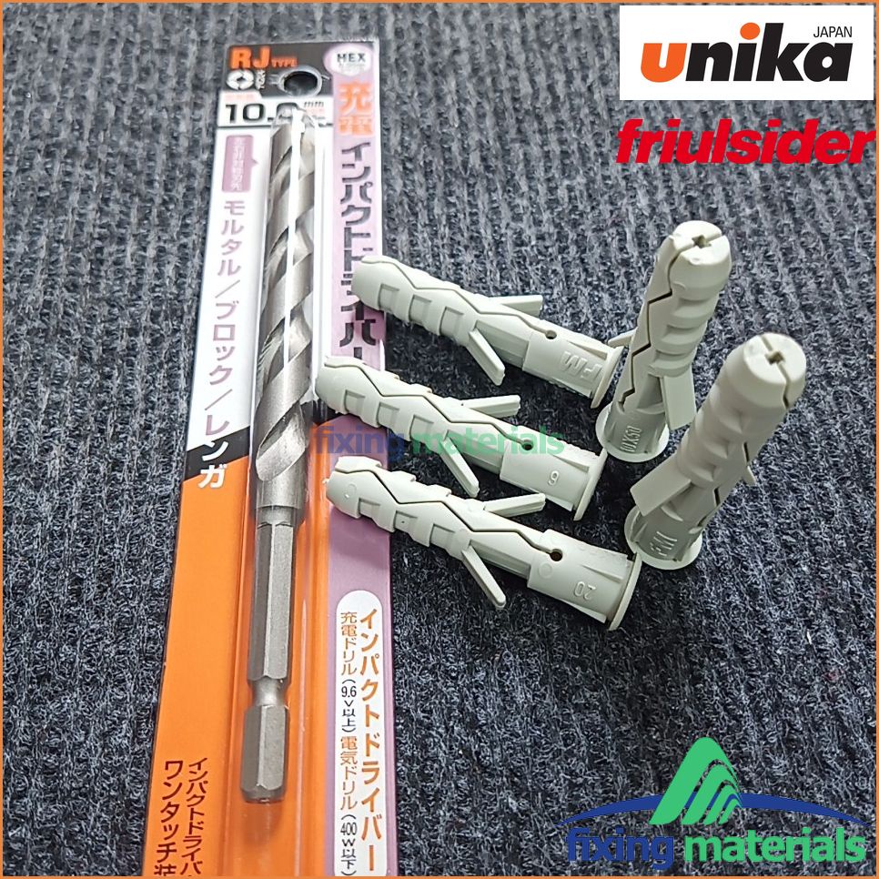 Mũi khoan lục giác UNIKA mã RJ 6-8-10: Mua 1 mũi tặng kèm 5 con tắc kê nhựa FRIULSIDER TU tương ứng