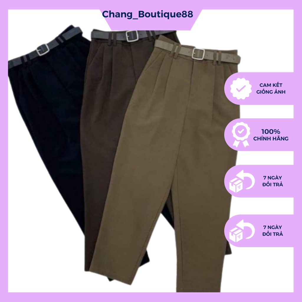 Quần Tây Nữ Dáng Baggy Công Sở Lưng Cao Kèm Đai Chuẩn Form Chất Vải Hai Biên Cao Cấp Hàng Đẹp.