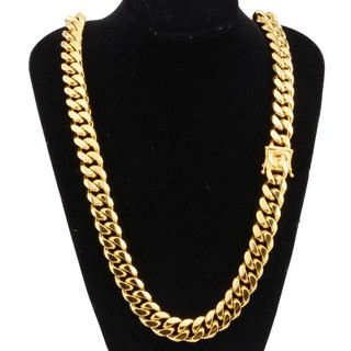 Dây chuyền nam kiểu dáng khoen lật ngang 14 mm dày 7mm mạ vàng (dài 60cm) - RF76