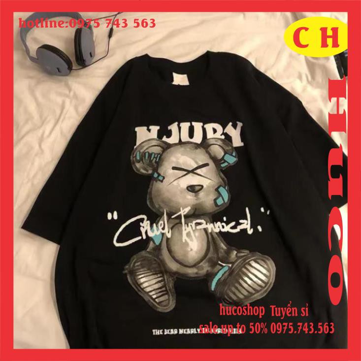 [TẶNG QUÀ] áo thun hè tay lỡ unisex Gấu NJURY chất cotton form chuẩn ảnh nam nữ oversize ulzzang mặc đôi nhóm | BigBuy360 - bigbuy360.vn