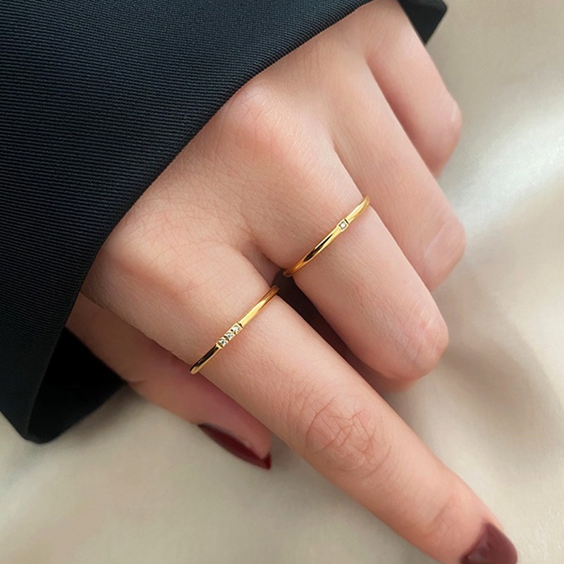 Nhẫn titan nữ không gỉ mạ vàng 18k thiết kế đơn giản phong cách ins hàn quốc mới nhất 2022