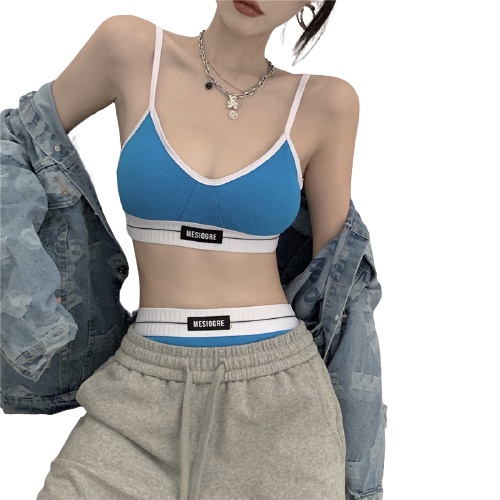 Set đồ lót gồm áo ba lỗ cài nút + quần lót nâng mông phong cách Hàn Quốc cho nữ đi biển