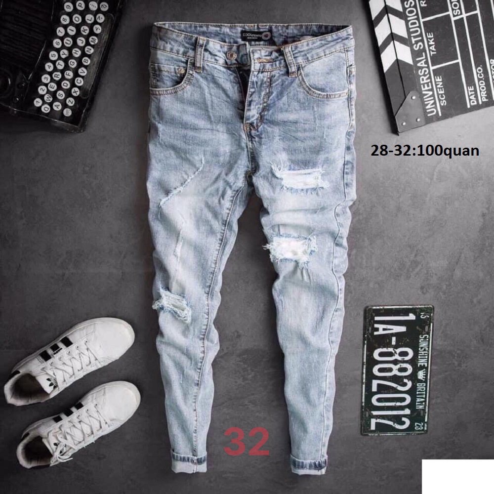 Quần jean nam xanh rách chất bò cao cấp J32 - Maxpingvn