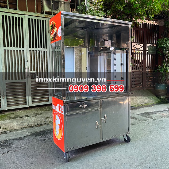 Giá Xe Bánh Mì Doner Kebab 1M2 Kính Cong Nhỏ Gọn