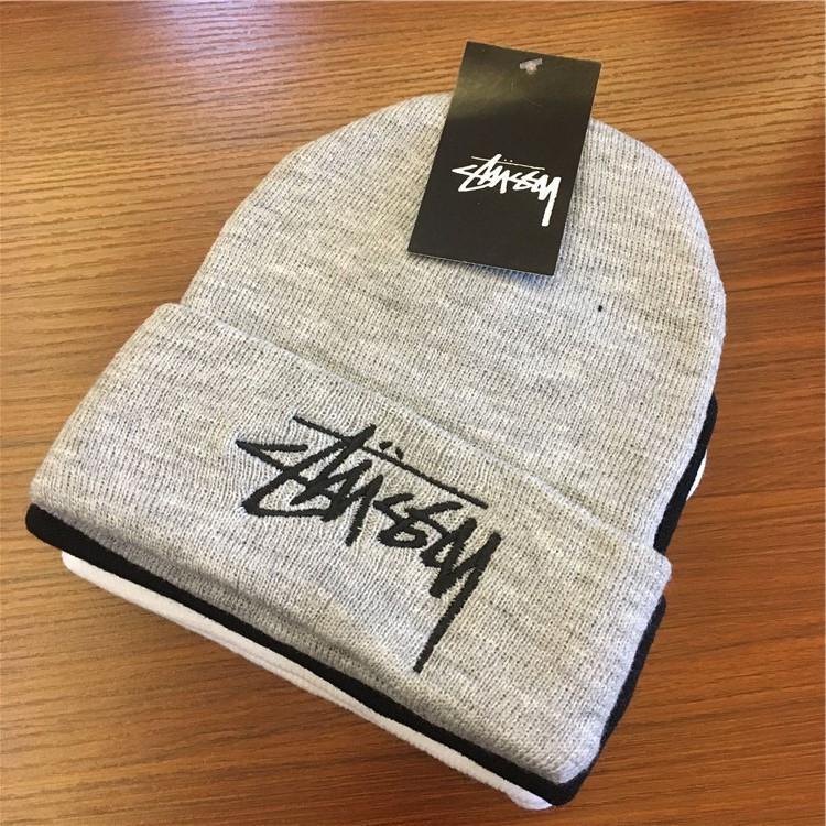 Mũ Len Cặp Đôi Thêu Chữ Stussy Đơn Giản Ấm Áp Thời Trang Thu Đông