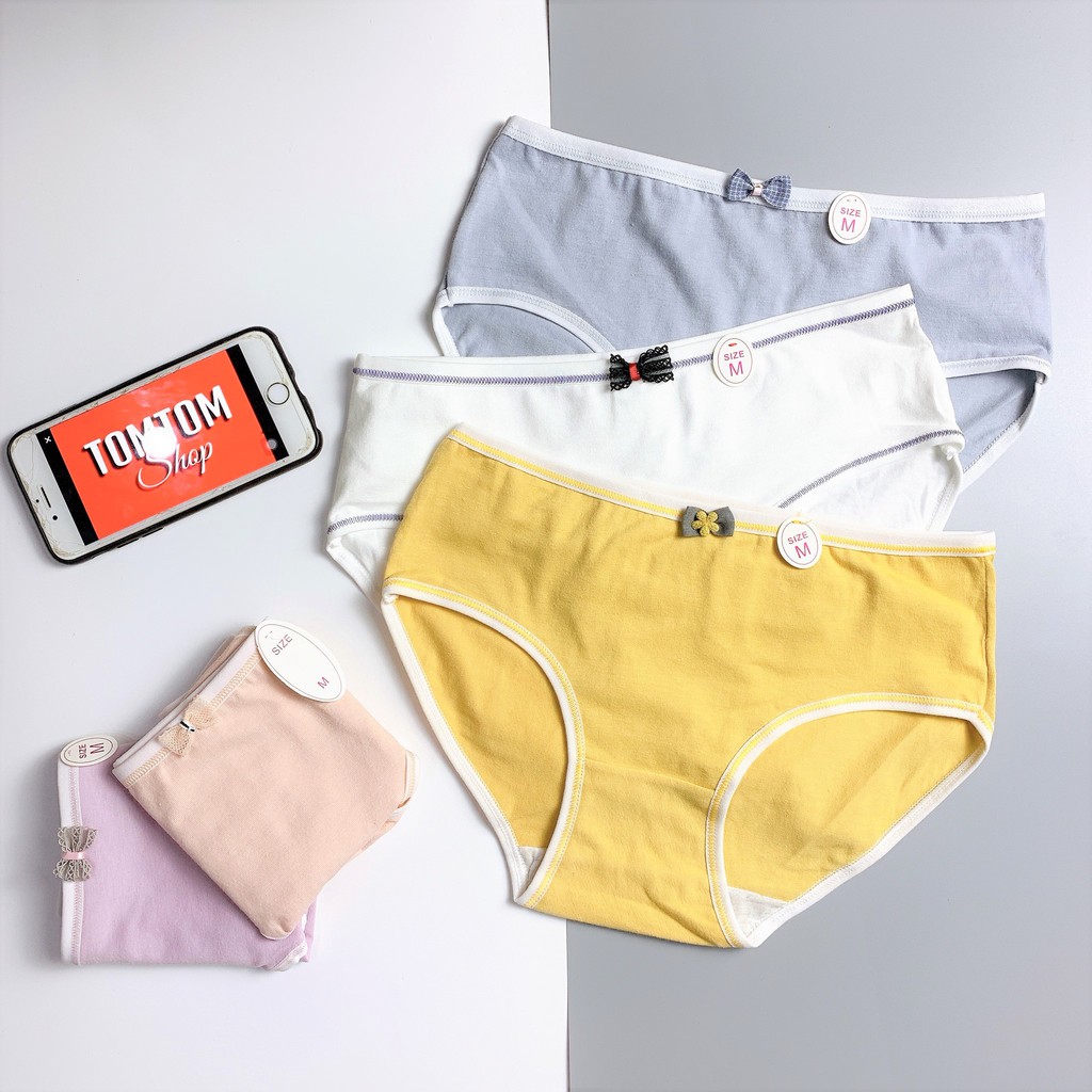 Quần Chip Nữ Cotton Đính nơ Màu Trơn Mềm Mịn Nâng mông kháng khuẩn tôn dáng Mediccal QL04