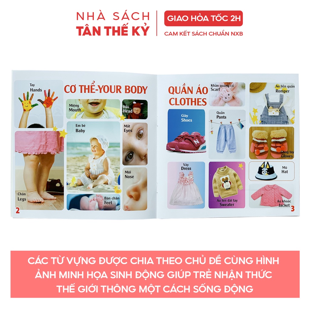 Sách - Làm quen tiếng anh bằng hình ảnh 100 first English words song ngữ Việt Anh (Bộ 2 cuốn)