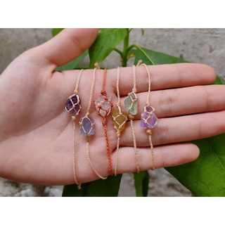 Vòng đá tinh thể macrame fluorite, moonstone, apatite